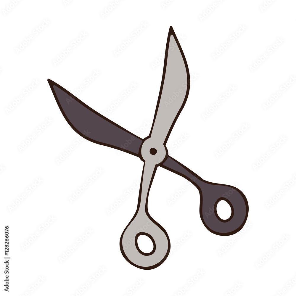 gray scale contour with scissors tool vector illustration gray scale contour with scissors tool vector illustration