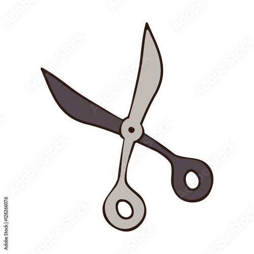 gray scale contour with scissors tool vector illustration