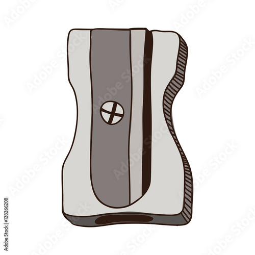 silhouette with pencil sharpener in gray scale vector illustration