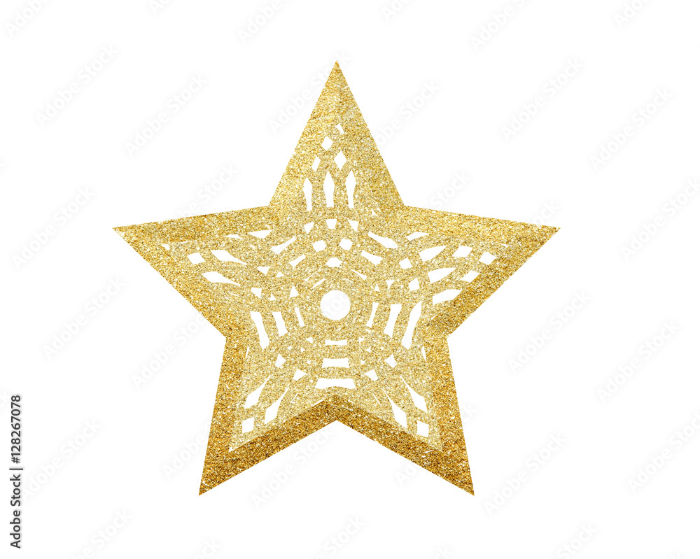 Obraz premium Golden Christmas star isolated on white background
