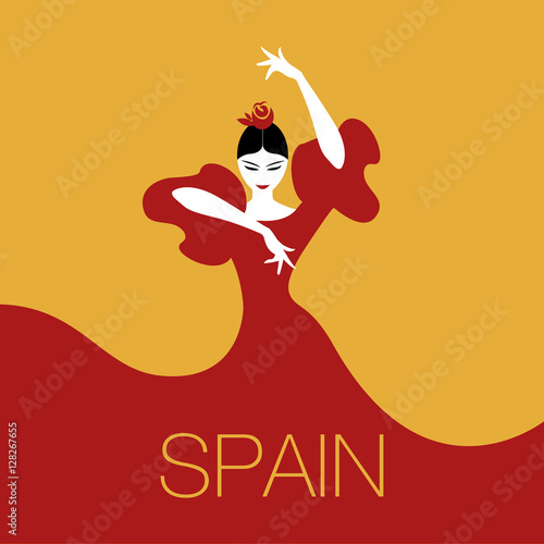 Flamenco Dancer woman. Logo spanish flamenco.