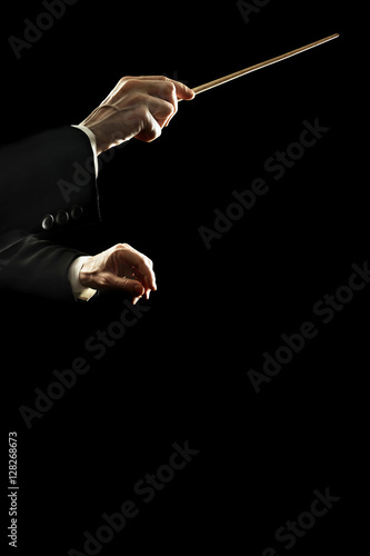 Orchestra conductor music hands isolated