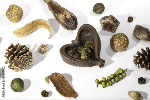 Christmas Table Spread. Natural Christmas potpourri selection photo