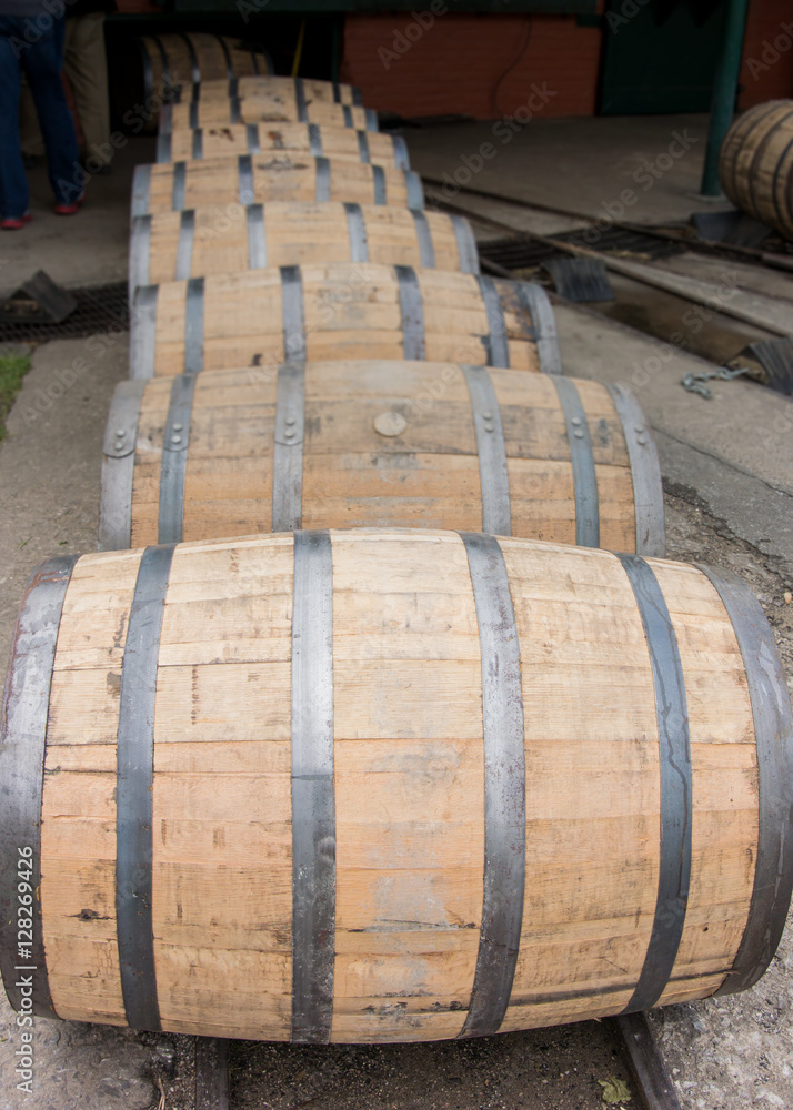 Row of Barrels Rolling Vertical Row of Barrels Rolling Vertical