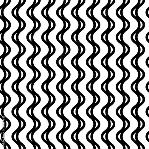 Vector monochrome seamless pattern  vertical wavy lines. Subtle endless background  simple illustration of seaweed  flow. Illusion of movement. Black   white repeat texture. Design for prints  digital