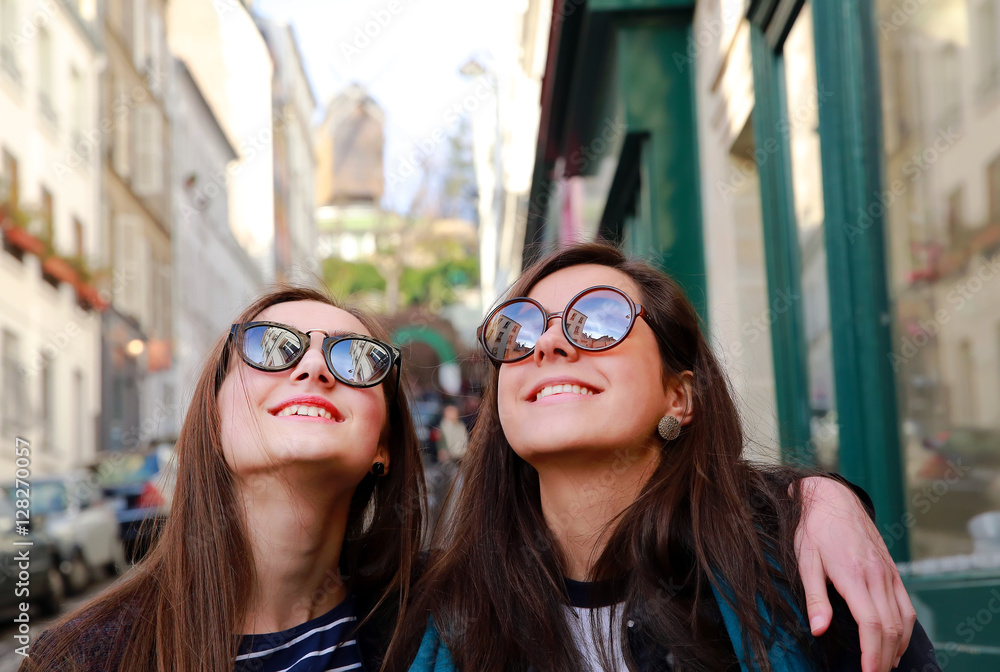 Close-up portrait of beautiful girls in Paris