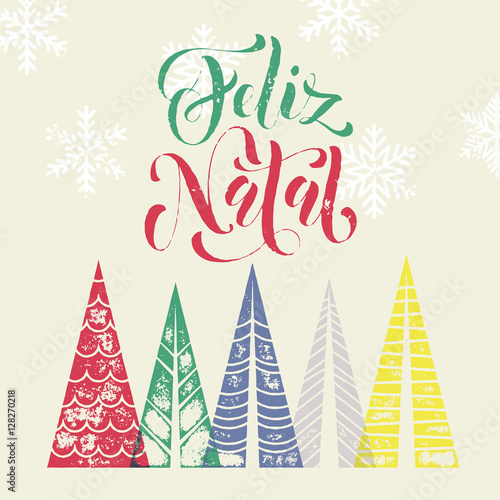 Christmas Portuguese Feliz Natal decorative background for greeting card