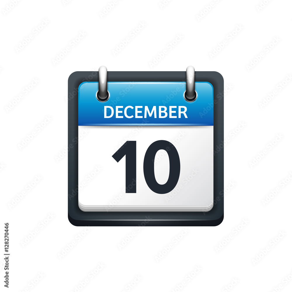 December 10. Calendar icon.Vector illustration,flat style.Month and date.Sunday,Monday,Tuesday,Wednesday,Thursday,Friday,Saturday.Week,weekend,red letter day. 2017,2018 year.Holidays. December 10. Calendar icon.Vector illustration,flat style.Month and date.Sunday,Monday,Tuesday,Wednesday,Thursday,Friday,Saturday.Week,weekend,red letter day. 2017,2018 year.Holidays.