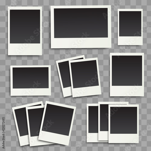 Vector photo frames on a transparent background. Vintage templates, eps10