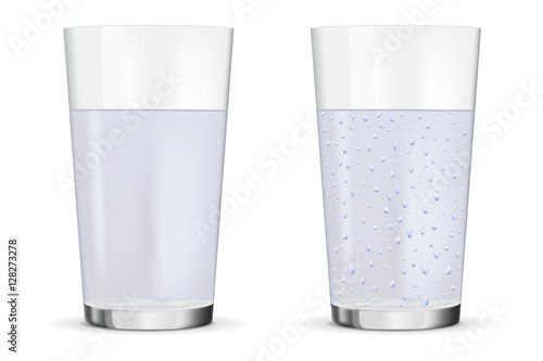Glass of still and sparkling water