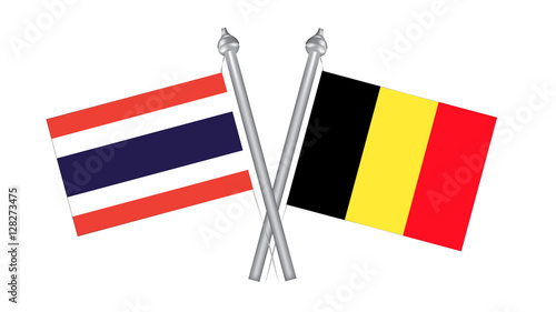 Flag of Thailand and Belgium. Cross flag for International relat