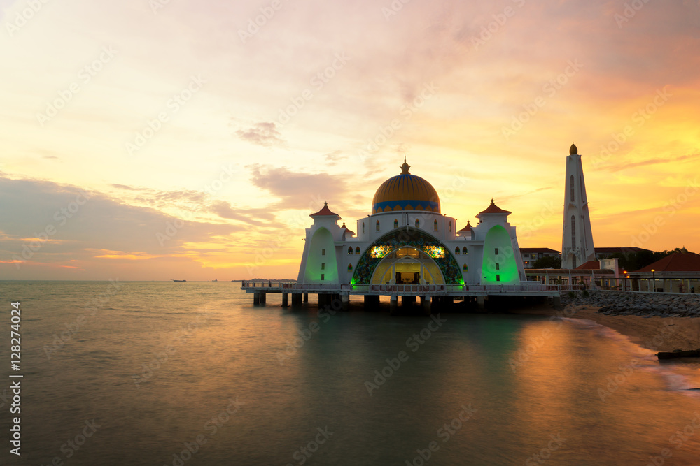 Malacca islam mosqiue is beutiful islam mosque in Malacca, Malaysia