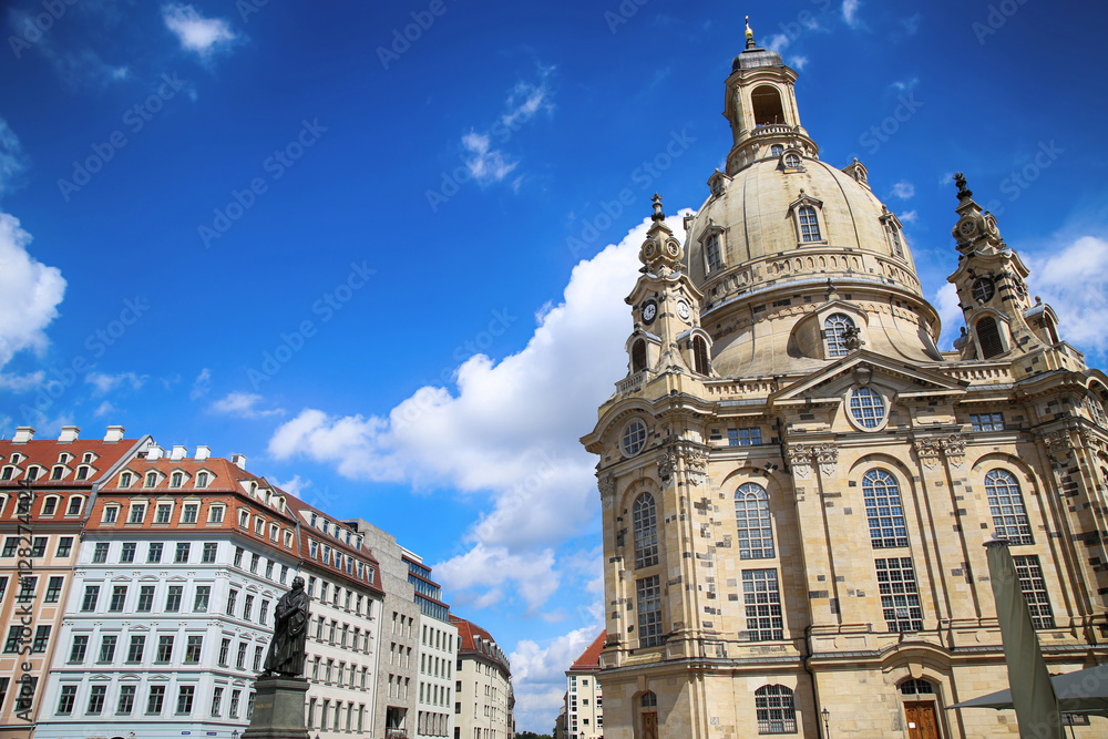 Neumarkt Square at Frauenkirche (Our Lady church) in the center