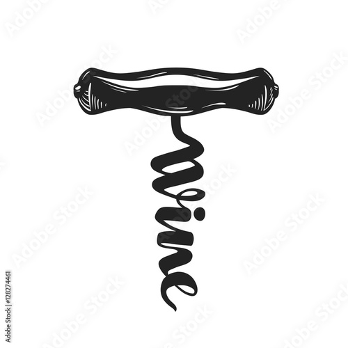 Corkscrew. Wine vector illustration