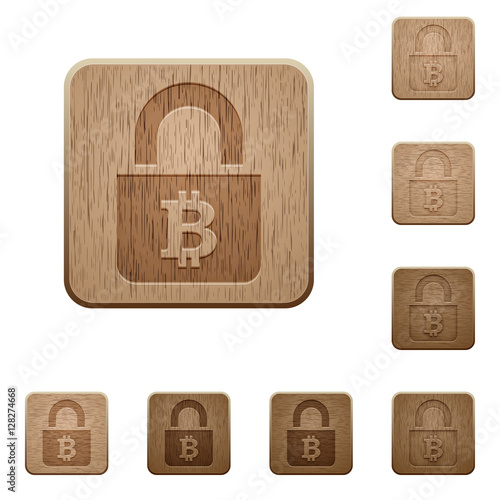 Locked Bitcoins wooden buttons