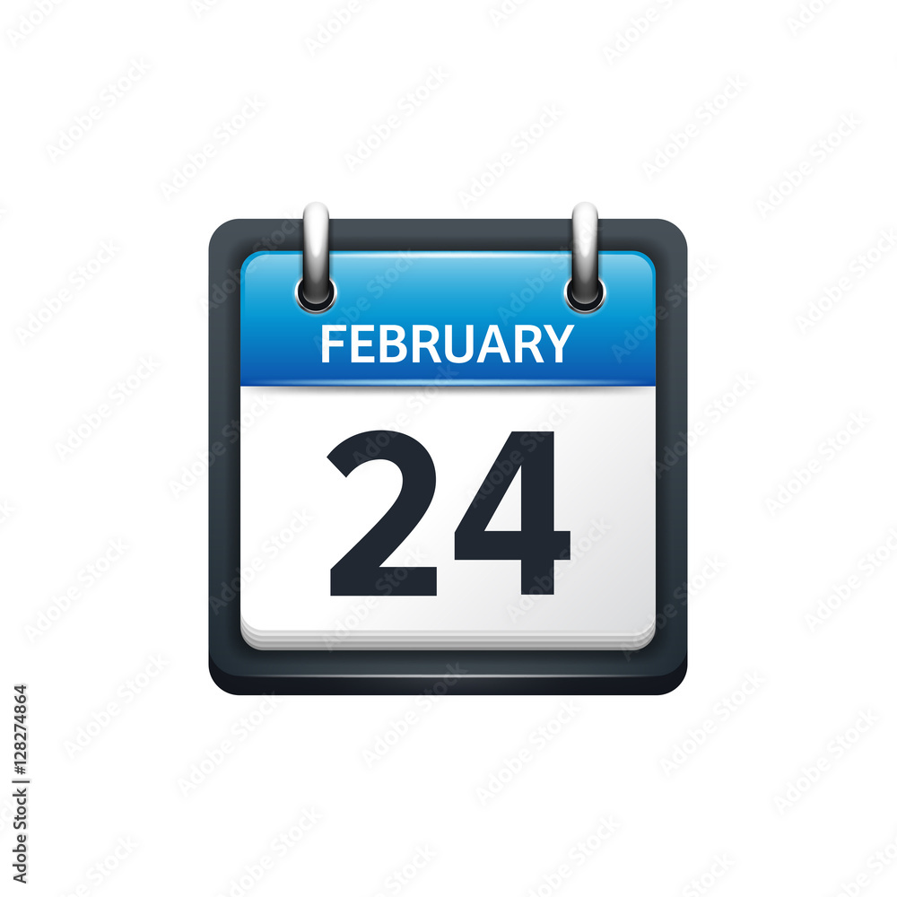 February 24. Calendar icon.Vector illustration,flat style.Month and date.Sunday,Monday,Tuesday,Wednesday,Thursday,Friday,Saturday.Week,weekend,red letter day. 2017,2018 year.Holidays. February 24. Calendar icon.Vector illustration,flat style.Month and date.Sunday,Monday,Tuesday,Wednesday,Thursday,Friday,Saturday.Week,weekend,red letter day. 2017,2018 year.Holidays.