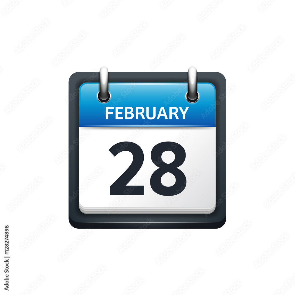 February 28. Calendar icon.Vector illustration,flat style.Month and date.Sunday,Monday,Tuesday,Wednesday,Thursday,Friday,Saturday.Week,weekend,red letter day. 2017,2018 year.Holidays. February 28. Calendar icon.Vector illustration,flat style.Month and date.Sunday,Monday,Tuesday,Wednesday,Thursday,Friday,Saturday.Week,weekend,red letter day. 2017,2018 year.Holidays.