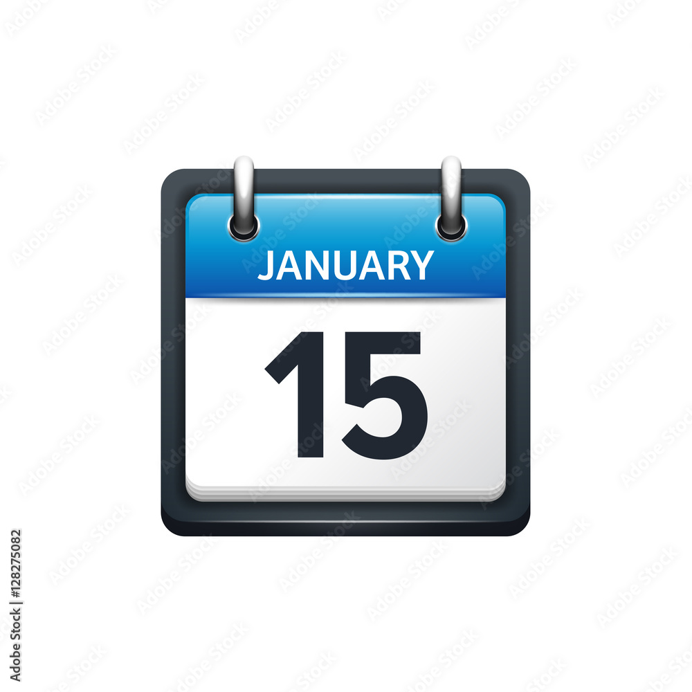 January 15. Calendar icon.Vector illustration,flat style.Month and date.Sunday,Monday,Tuesday,Wednesday,Thursday,Friday,Saturday.Week,weekend,red letter day. 2017,2018 year.Holidays. January 15. Calendar icon.Vector illustration,flat style.Month and date.Sunday,Monday,Tuesday,Wednesday,Thursday,Friday,Saturday.Week,weekend,red letter day. 2017,2018 year.Holidays.