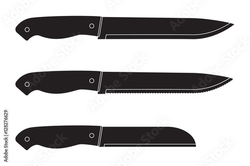 Kitchen knife. Set of silhouette icons
