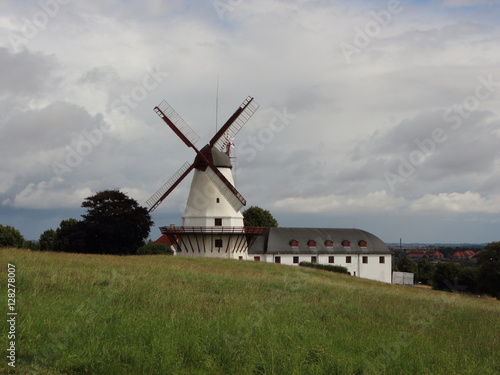 Dybboel Mill Danish National Monument with Cloudy Sky