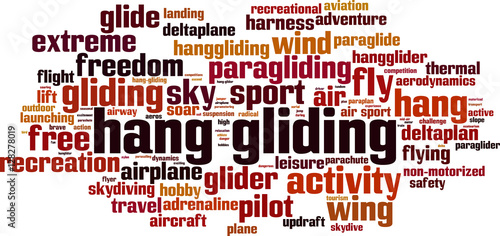 Hang gliding word cloud concept. Vector illustration