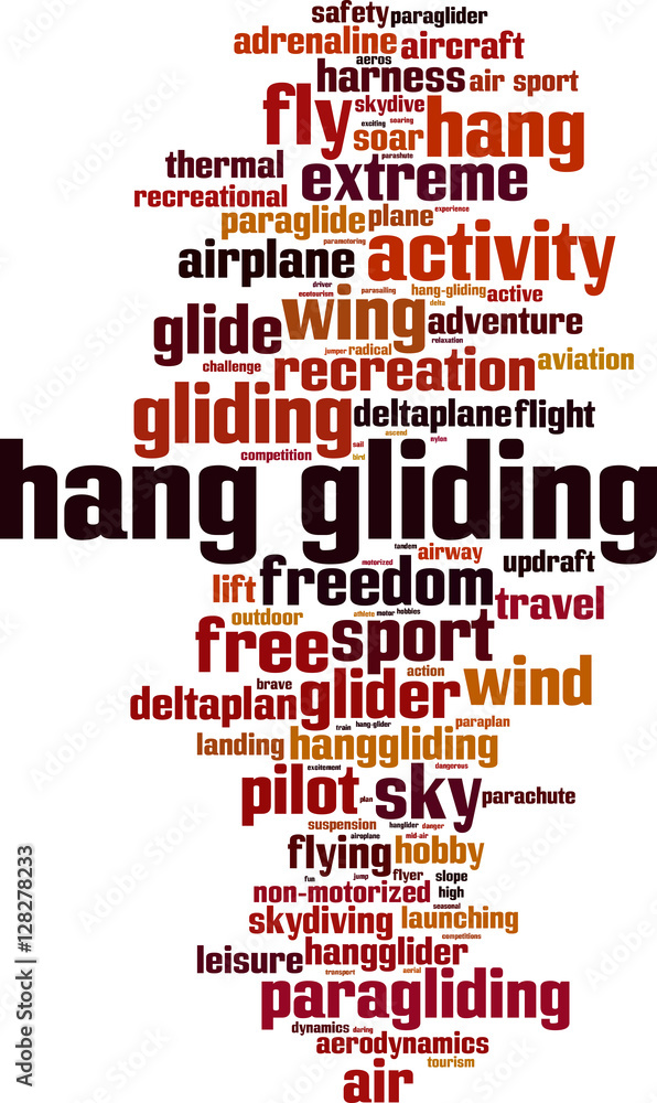 Obraz premium Hang gliding word cloud concept. Vector illustration