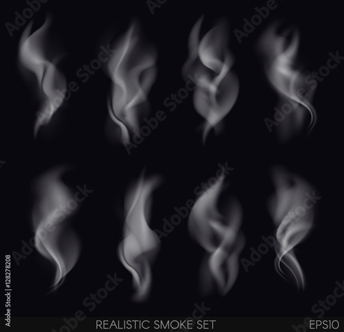Realistic smoke set on dark background