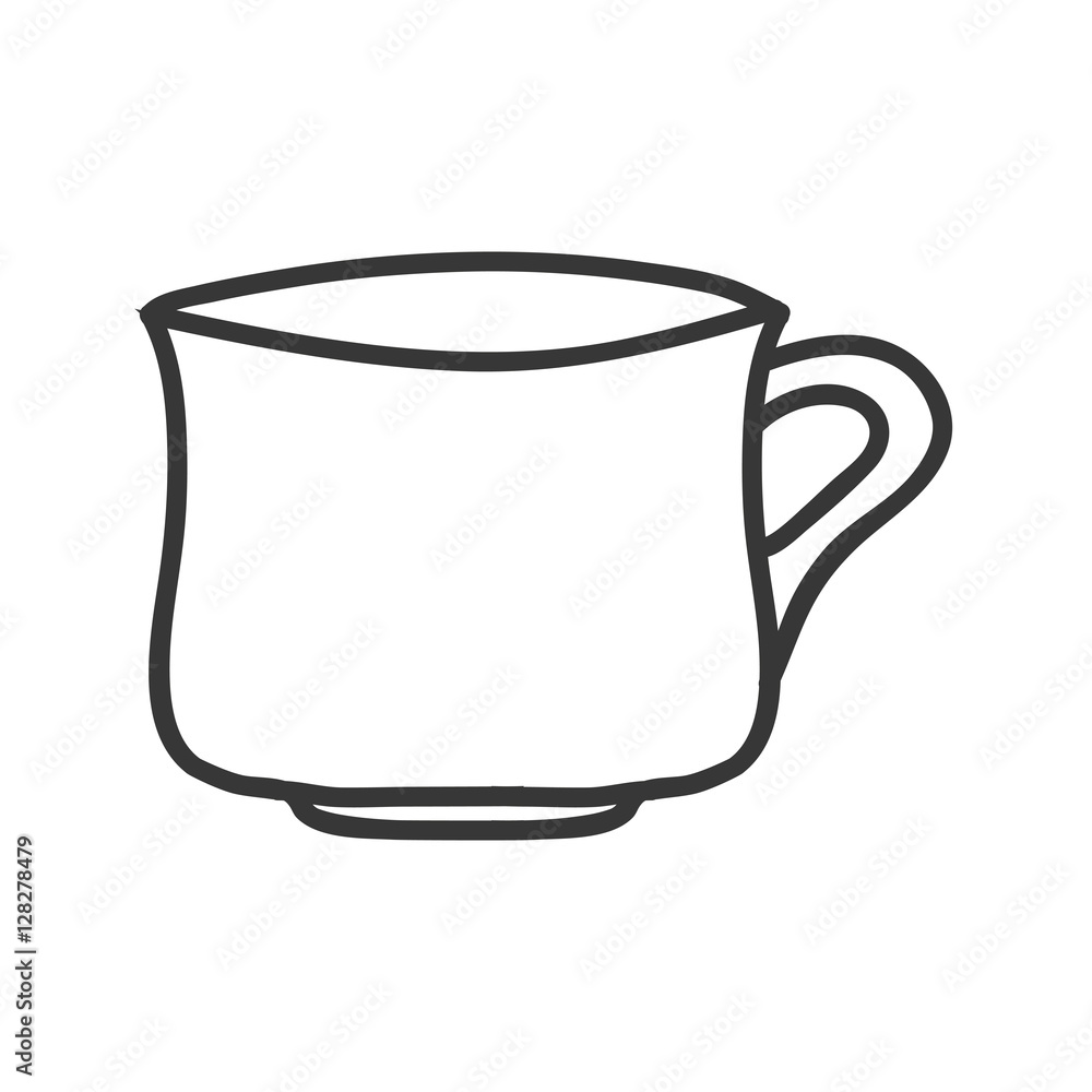 silhouette monochrome with porcelain cup vector illustration