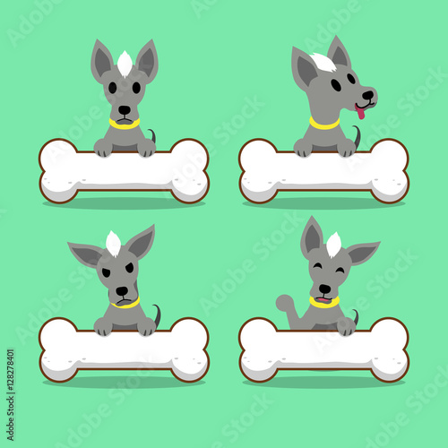 Cartoon character hairless dog with big bones