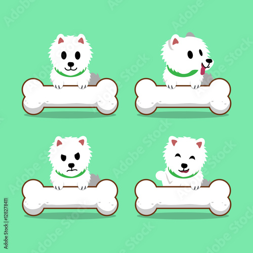 Cartoon character japanese spitz dog with big bones