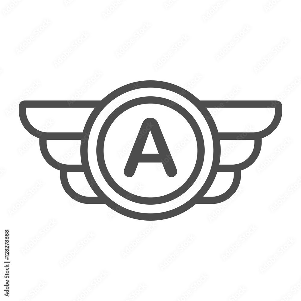 Wings logo, user personal badge, wing based icon, company brand or logotype. Isolated vector illustration.