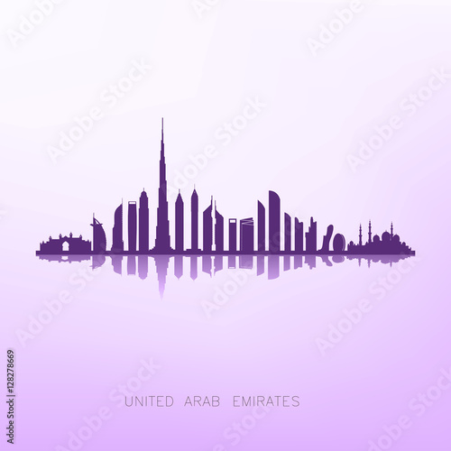 united arab emirates skyline silhouette ,Dubai and Abu dhabi buildings