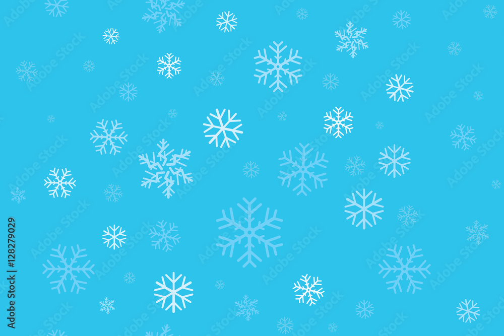Vector of Christmas snowflakes on blue background for winter season.