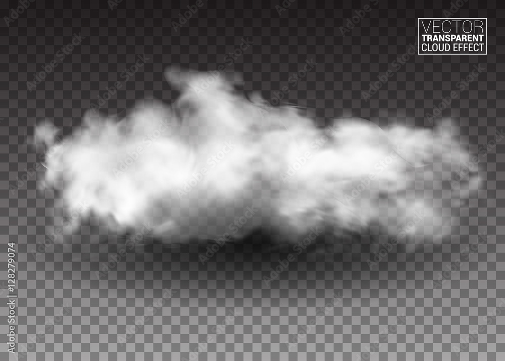 Fluffy white clouds. Realistic vector design elements. smoke effect on ...