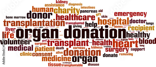 Organ donation word cloud concept. Vector illustration