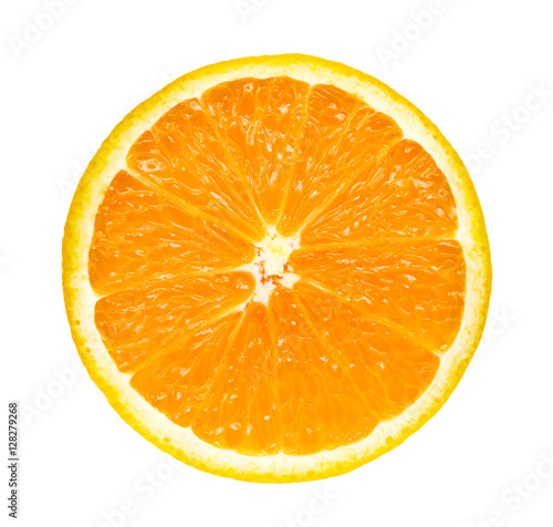 half slice fresh orange isolated on white background