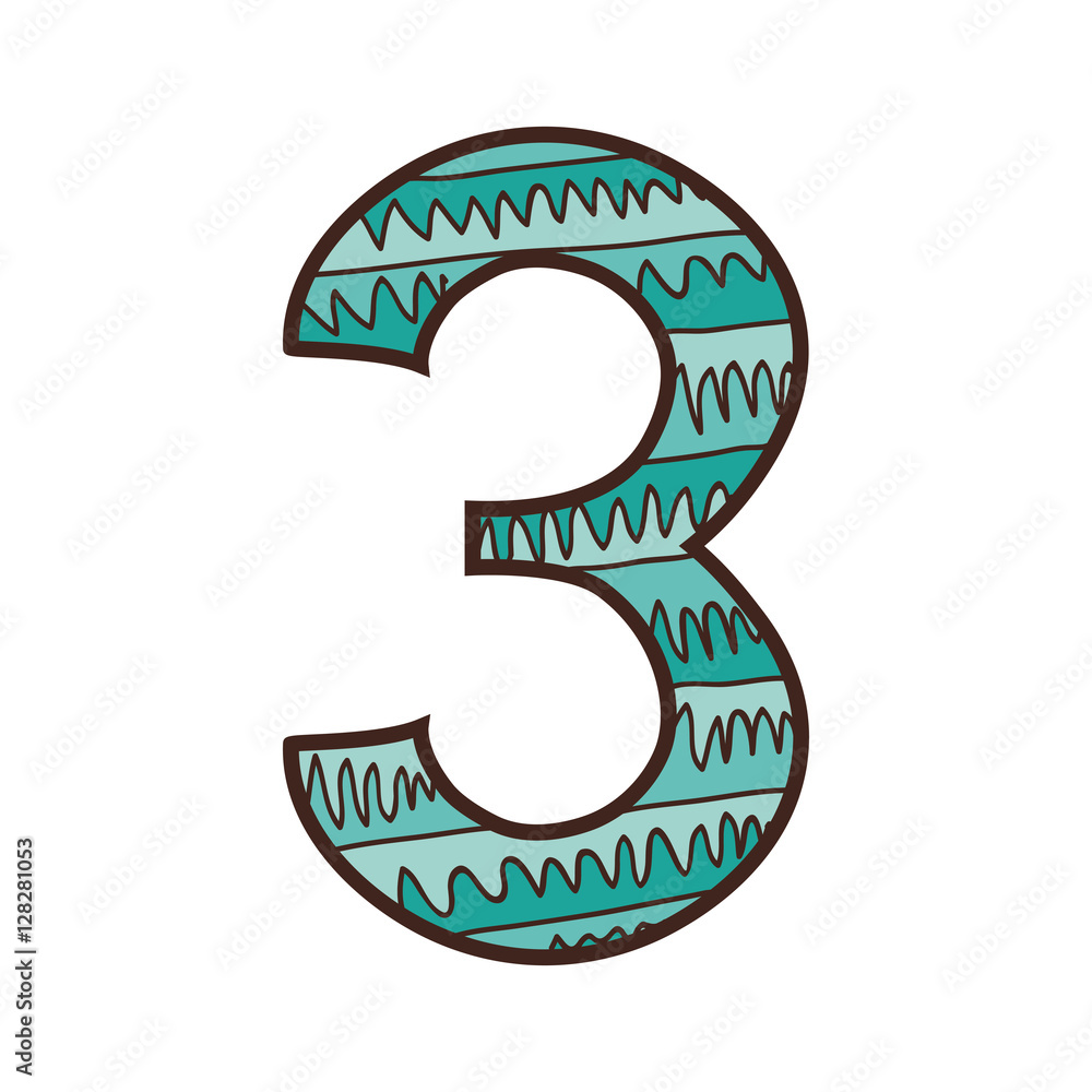 colorful number three design over striped and lines vector illustration colorful number three design over striped and lines vector illustration