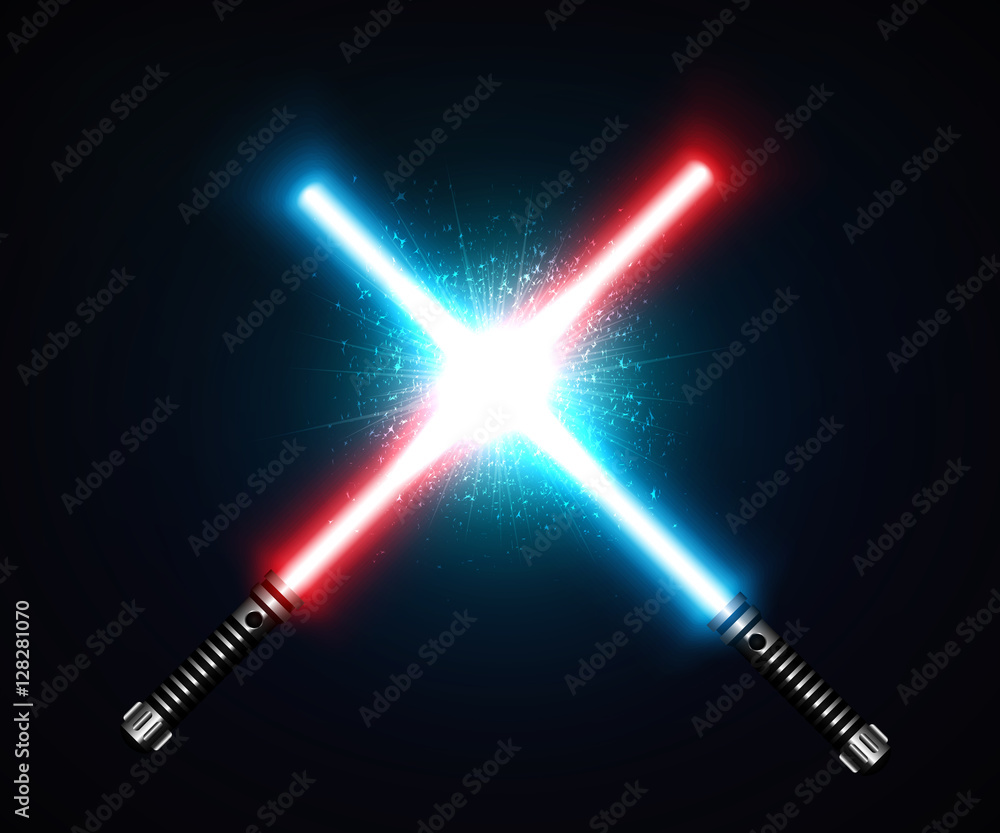 Εκτύπωση καμβά Two crossed laser swords fight red and blue