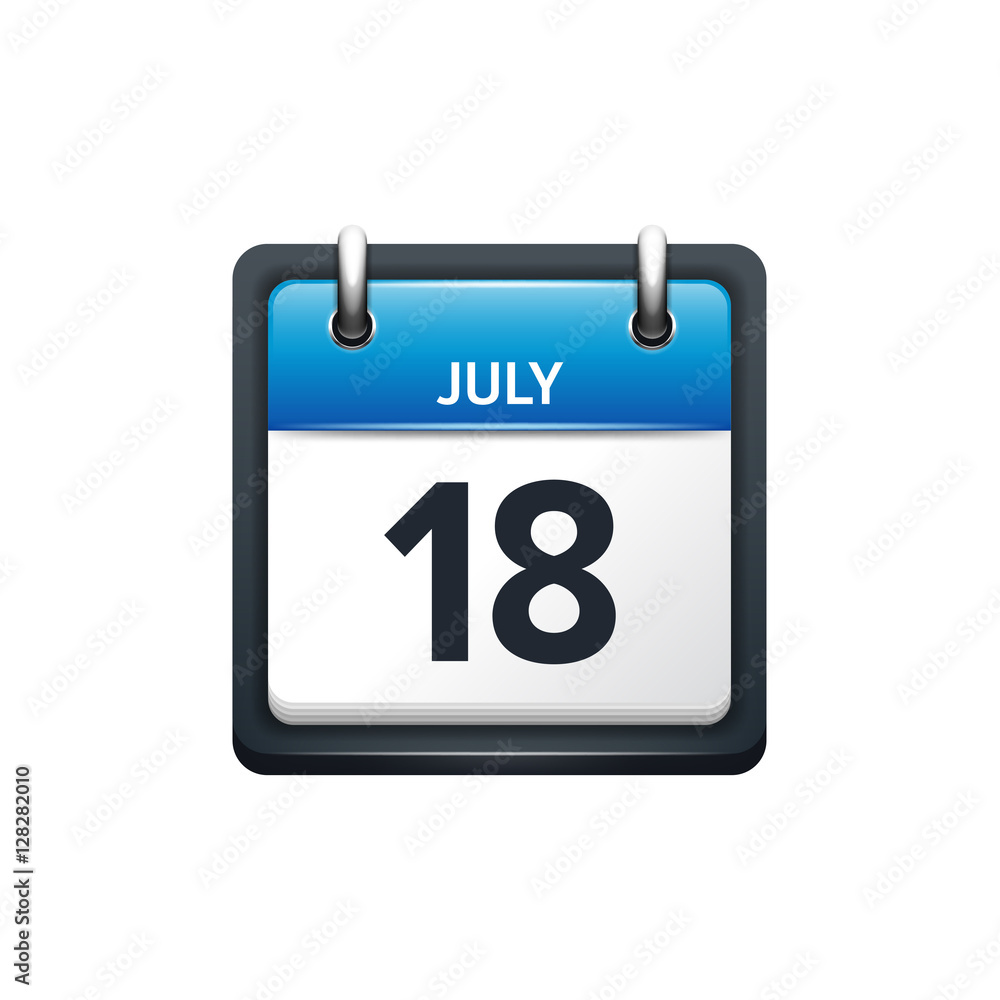 July 18. Calendar icon.Vector illustration,flat style.Month and date.Sunday,Monday,Tuesday,Wednesday,Thursday,Friday,Saturday.Week,weekend,red letter day. 2017,2018 year.Holidays. July 18. Calendar icon.Vector illustration,flat style.Month and date.Sunday,Monday,Tuesday,Wednesday,Thursday,Friday,Saturday.Week,weekend,red letter day. 2017,2018 year.Holidays.