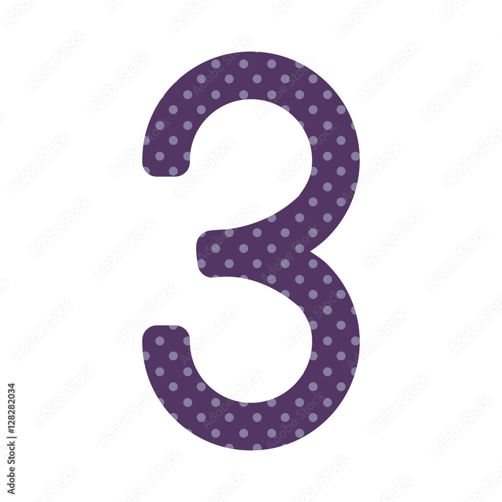 purple number three design over lilac dotted vector illustration purple number three design over lilac dotted vector illustration
