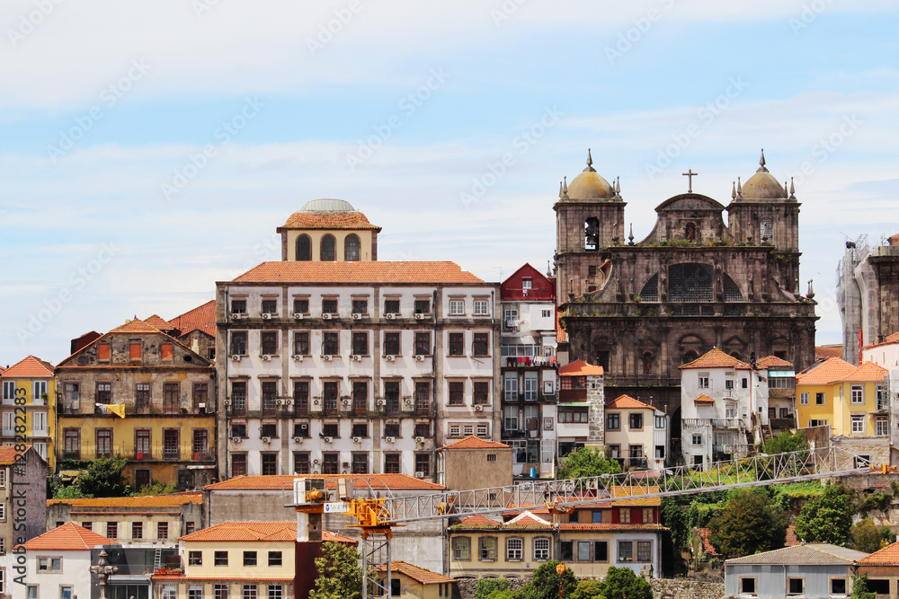 View to old town of Porto and Palacio da Bolsa