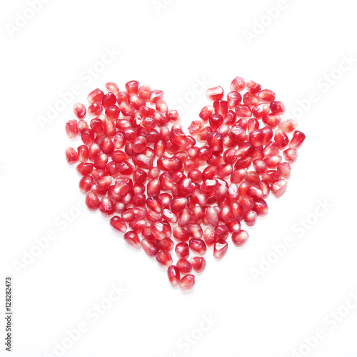 pomegranate seeds in shape of heart