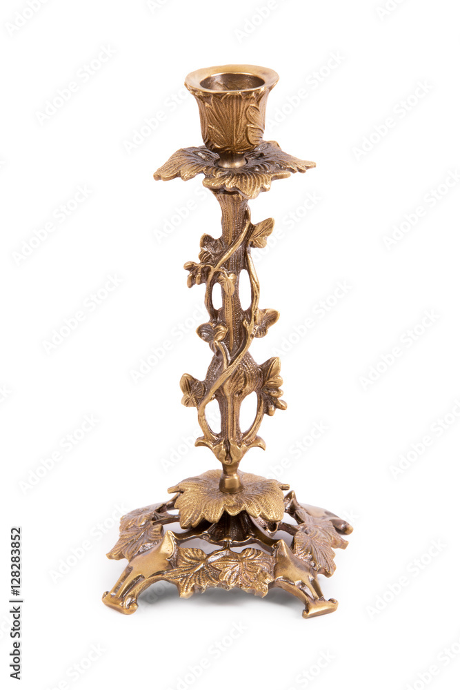 Vintage golden candlestick on white background Stock Photo Adobe Stock