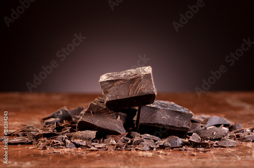 Chocolate on a dark background, horizontal