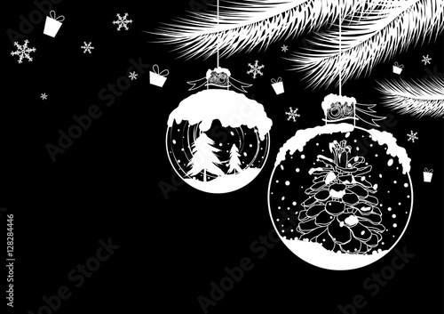 Christmas ball design on black background