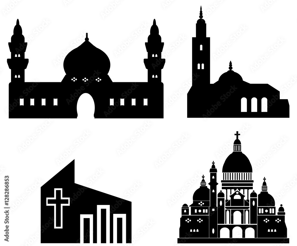 Lieux de cultes en 4 icônes
