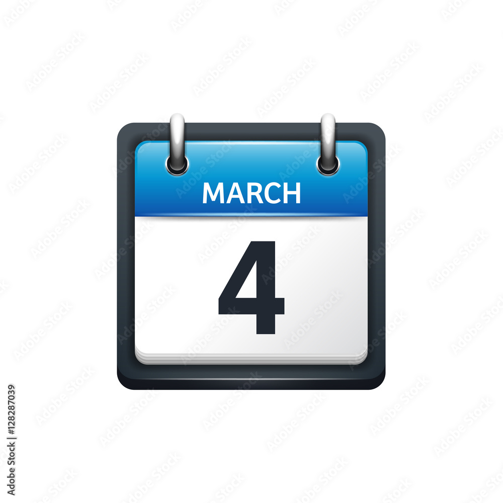 March 4. Calendar icon.Vector illustration,flat style.Month and date.Sunday,Monday,Tuesday,Wednesday,Thursday,Friday,Saturday.Week,weekend,red letter day. 2017,2018 year.Holidays. March 4. Calendar icon.Vector illustration,flat style.Month and date.Sunday,Monday,Tuesday,Wednesday,Thursday,Friday,Saturday.Week,weekend,red letter day. 2017,2018 year.Holidays.