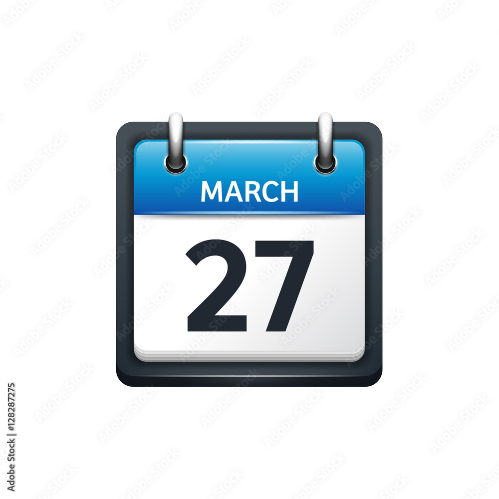 March 27 . Calendar icon.Vector illustration,flat style.Month and date.Sunday,Monday,Tuesday,Wednesday,Thursday,Friday,Saturday.Week,weekend,red letter day. 2017,2018 year.Holidays. March 27 . Calendar icon.Vector illustration,flat style.Month and date.Sunday,Monday,Tuesday,Wednesday,Thursday,Friday,Saturday.Week,weekend,red letter day. 2017,2018 year.Holidays.