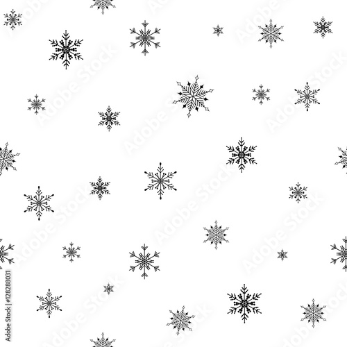 Seamless pattern of snowflakes on a white background