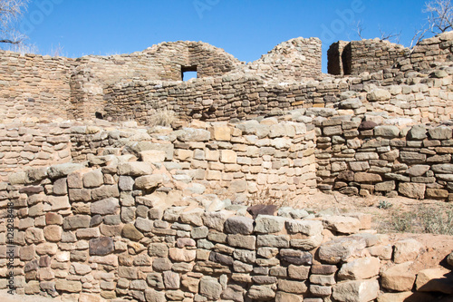 Sandstone ruins of the ancestral Pueblo people in Aztec, NM